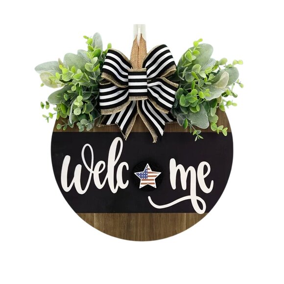 12 Interchangeable Wood Front Door Welcome Sign Wreath with Seasonal Designs 12" - Picture 5 of 10